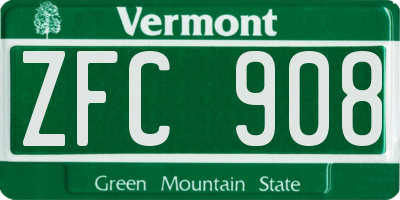 VT license plate ZFC908
