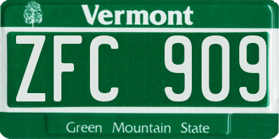 VT license plate ZFC909