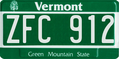 VT license plate ZFC912