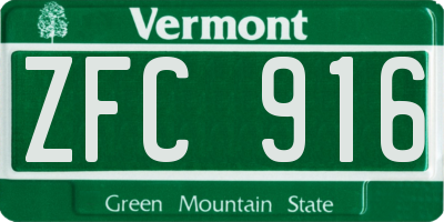 VT license plate ZFC916