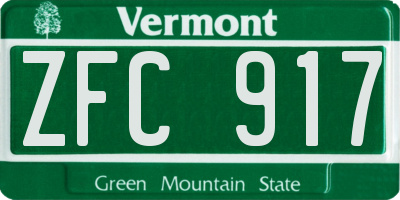 VT license plate ZFC917