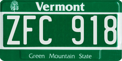 VT license plate ZFC918