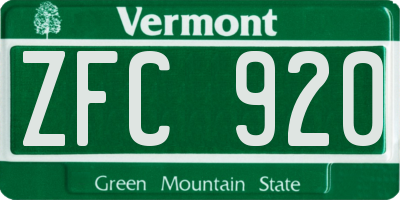 VT license plate ZFC920