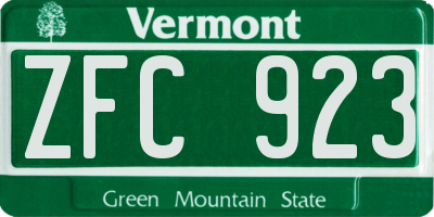 VT license plate ZFC923