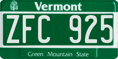 VT license plate ZFC925