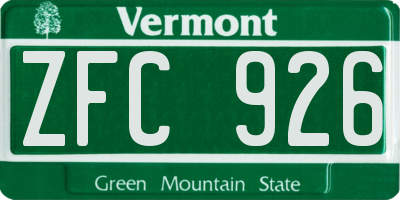 VT license plate ZFC926
