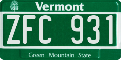 VT license plate ZFC931