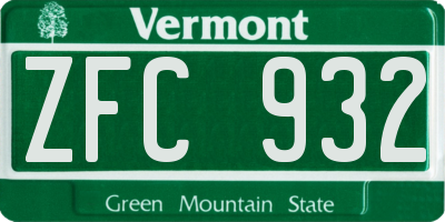 VT license plate ZFC932