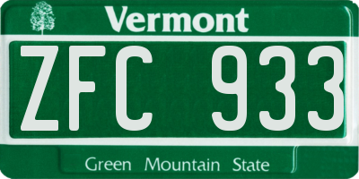 VT license plate ZFC933