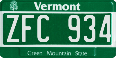 VT license plate ZFC934