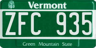 VT license plate ZFC935