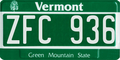 VT license plate ZFC936