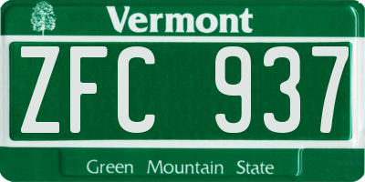 VT license plate ZFC937