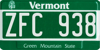 VT license plate ZFC938