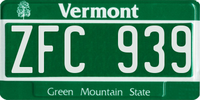 VT license plate ZFC939