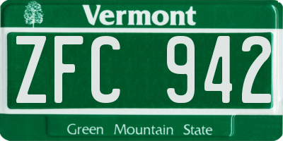 VT license plate ZFC942