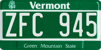 VT license plate ZFC945