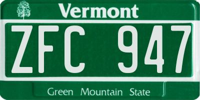 VT license plate ZFC947