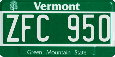 VT license plate ZFC950