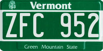 VT license plate ZFC952