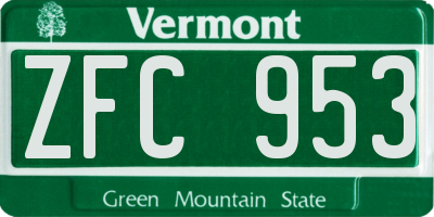 VT license plate ZFC953