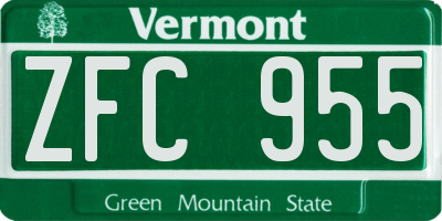 VT license plate ZFC955