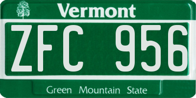 VT license plate ZFC956