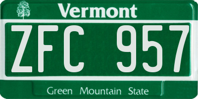 VT license plate ZFC957