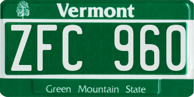 VT license plate ZFC960