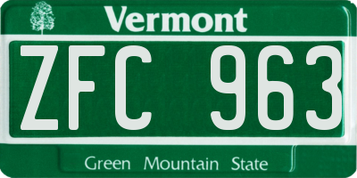 VT license plate ZFC963