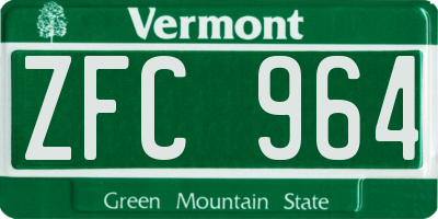 VT license plate ZFC964