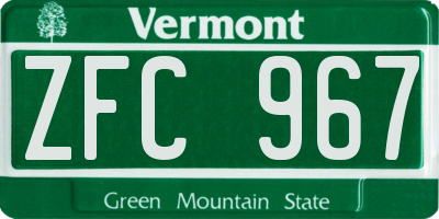 VT license plate ZFC967