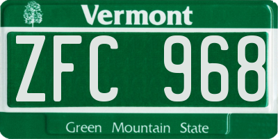 VT license plate ZFC968