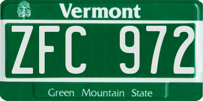 VT license plate ZFC972