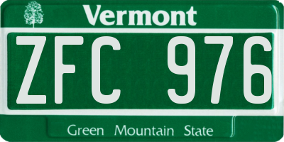 VT license plate ZFC976