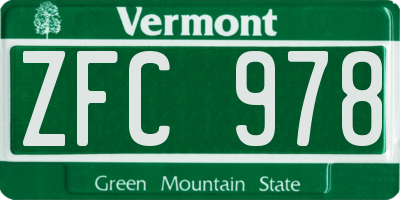VT license plate ZFC978