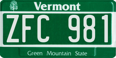 VT license plate ZFC981