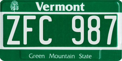 VT license plate ZFC987