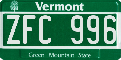 VT license plate ZFC996