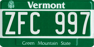 VT license plate ZFC997
