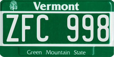 VT license plate ZFC998