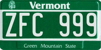 VT license plate ZFC999