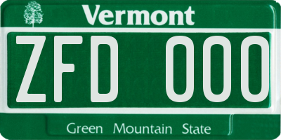 VT license plate ZFD000