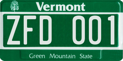 VT license plate ZFD001