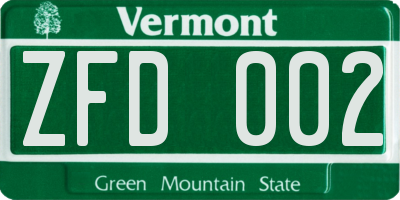 VT license plate ZFD002