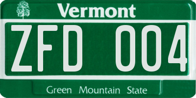 VT license plate ZFD004