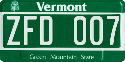 VT license plate ZFD007