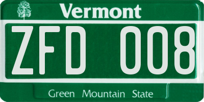 VT license plate ZFD008