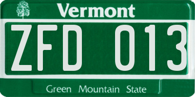VT license plate ZFD013