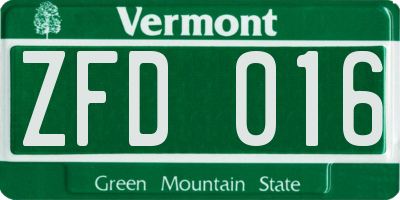 VT license plate ZFD016